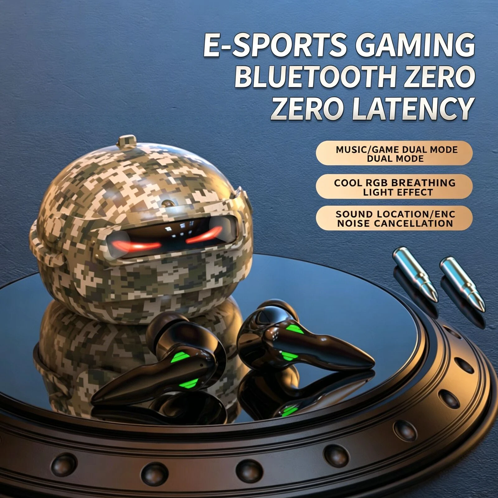 Gaming Headset Rgb - 헬멧 스타일 게이밍 무선 이어버드 45ms